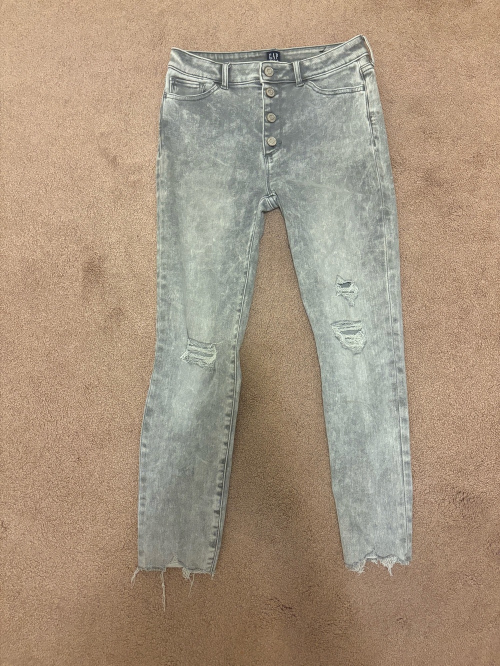 GAP kids Washed Gray Skinny Ripped Jeans size 16